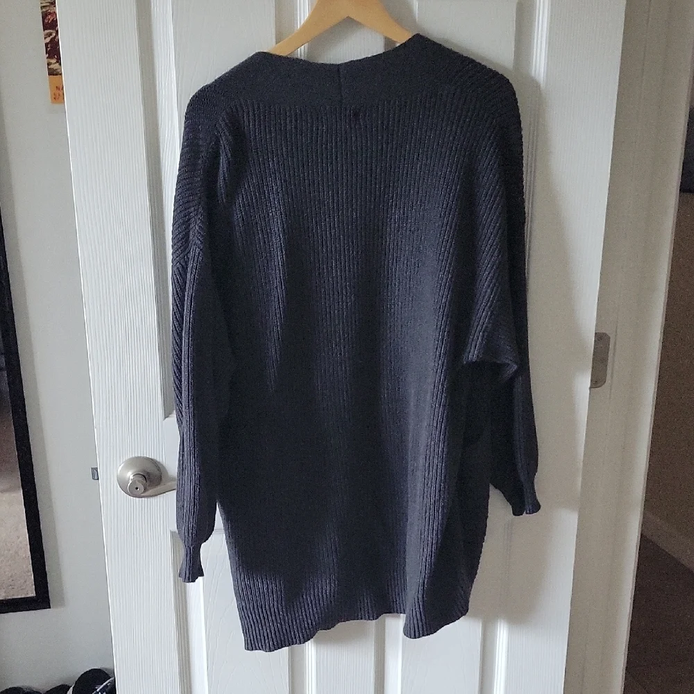 Women's Dark Gray Open-Front Sweater - Picture 5 of 6